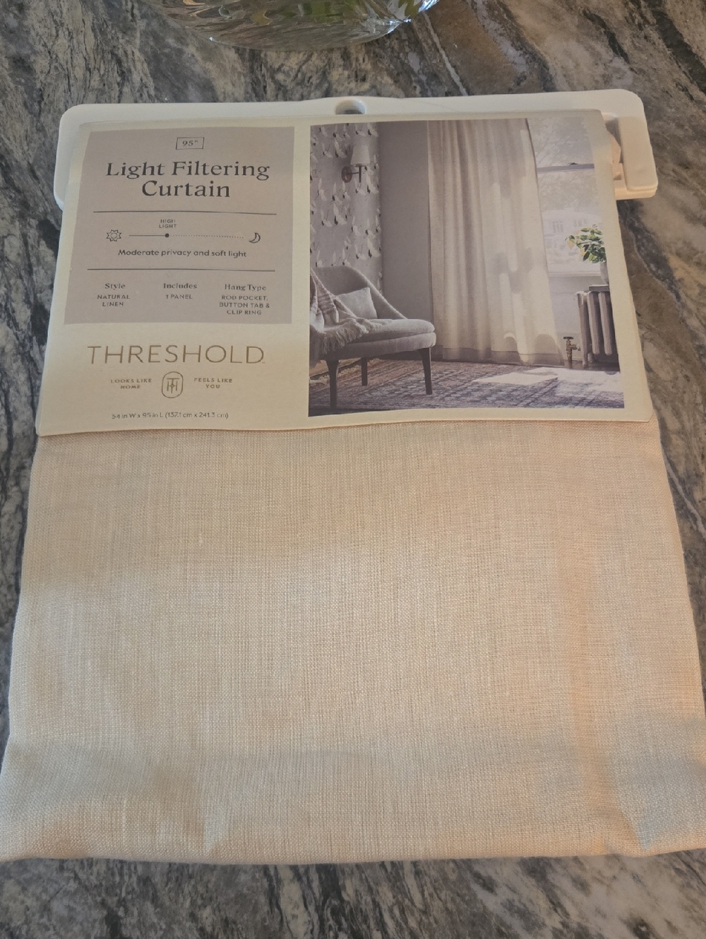 Threshold Light Filtering Curtain Panel - Natural Beige